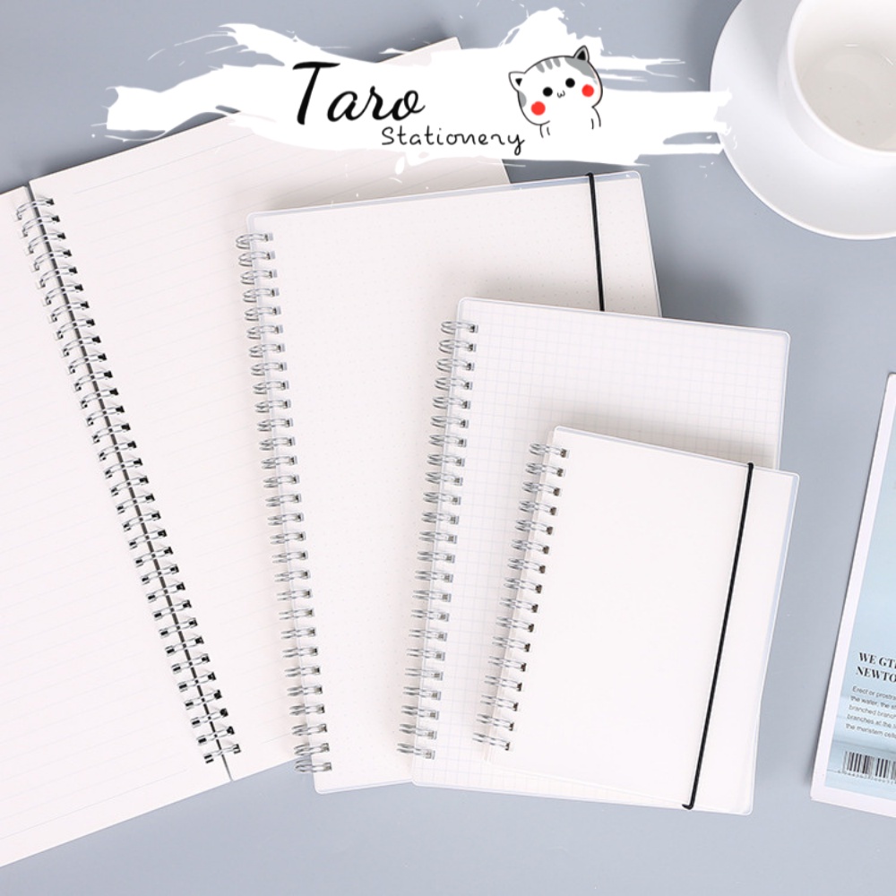 Sổ lò xo bìa trong suốt kèm sẵn giấy A5 B5 A6 Taro Stationery