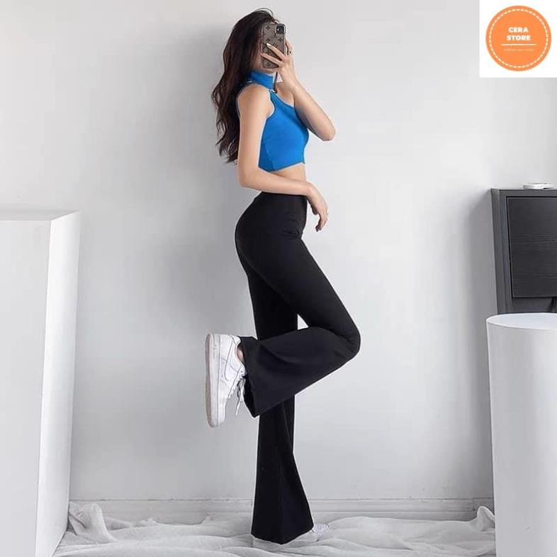 Quần Ống Loe Legging Cotton Nữ Lưng Cao Co Dãn Hách Chân Tôn Dáng- Cera Store