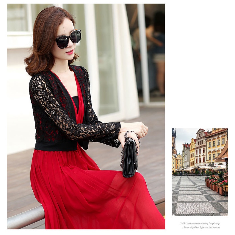 Áo Khoác Cardigan Tay Ngắn Phối Ren Plus Size Thời Trang Mùa Hè Dành Cho Nữ