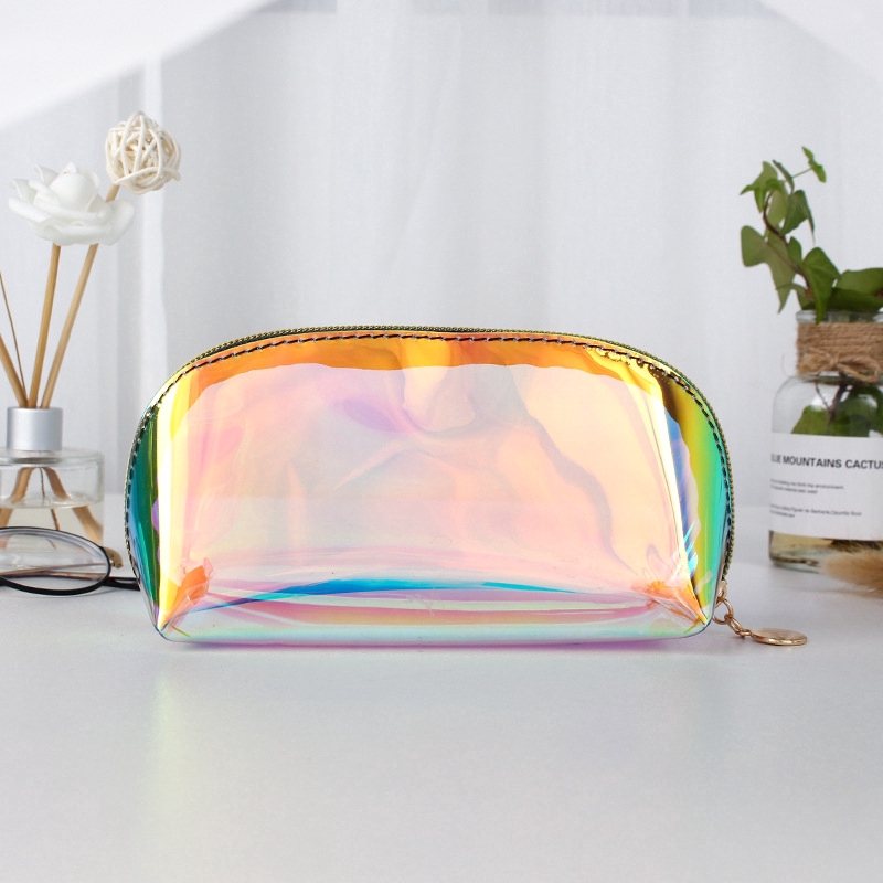 Korean style laser color transparent PVC cosmetic bag