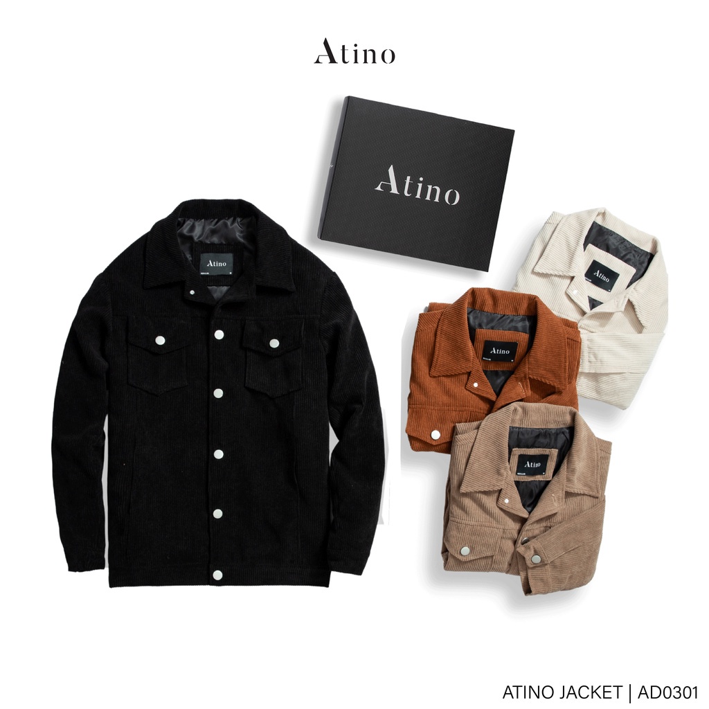Áo khoác nam NUTA ATINO phong cách retro vải nhung tăm lót gió dáng cổ điển form regular AD0301 - Hàng nhập khẩu
