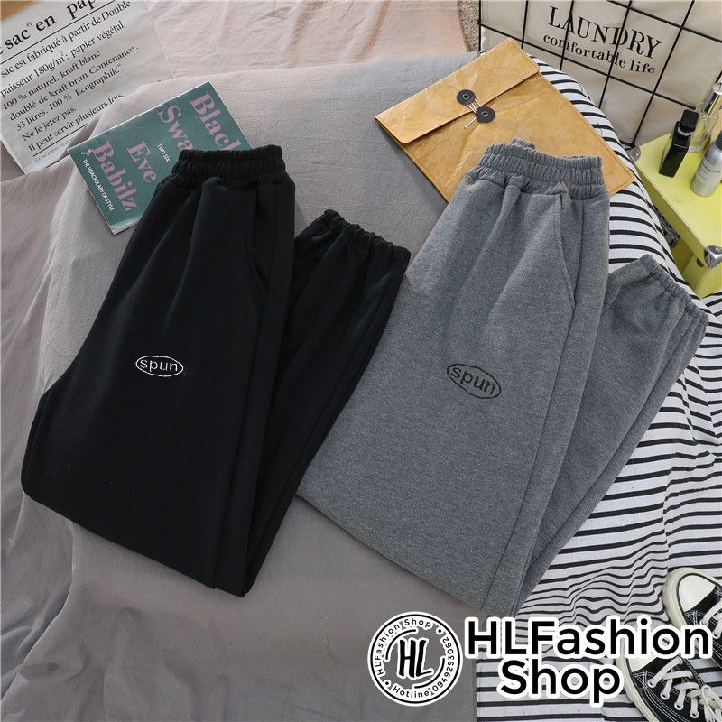 [Mã FAMAYWA giảm 10K đơn 50K] Quần dài nữ ống rộng SPUN , quần jogger nỉ da cá thể thao HLFashion | BigBuy360 - bigbuy360.vn