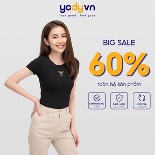 Áo thun nữ Yody thêu con bướm mềm mịn thoải mái TSN4124