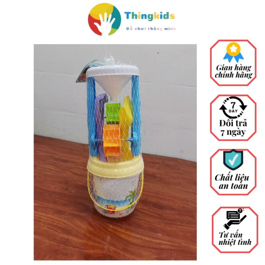 Đồ chơi trẻ em Xô cát đi biển có guồng quay, khuôn nặn cát,và dụng cụ chơi cát - Thingkids