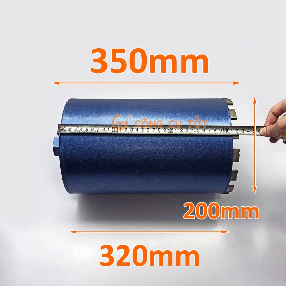 Mũi khoét tường ướt kim cương mạ điện Ø200 x 350mm