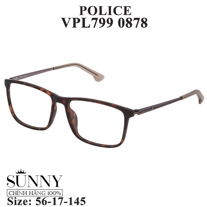 Gọng kính thời trang chính hãng Police VPL799, thiết kế dễ đeo bảo vệ mắt