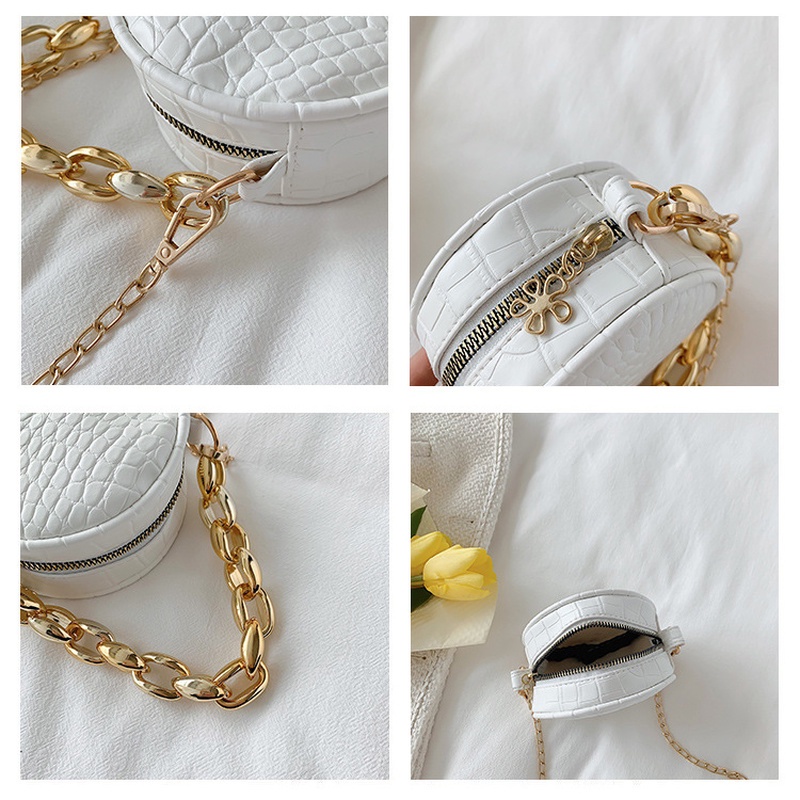 Túi Đeo Chéo Tròn Nhỏ Họa Tiết Vân Đá Màu Trơn Đơn Giản NB00152