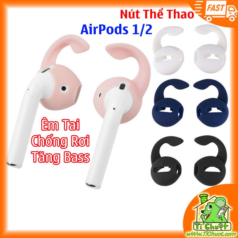 [1 cặp] Nút cao su bọc Tai Nghe Bluetooth Apple AirPods (hoặc tai iPhone) có sừng móc thể thao