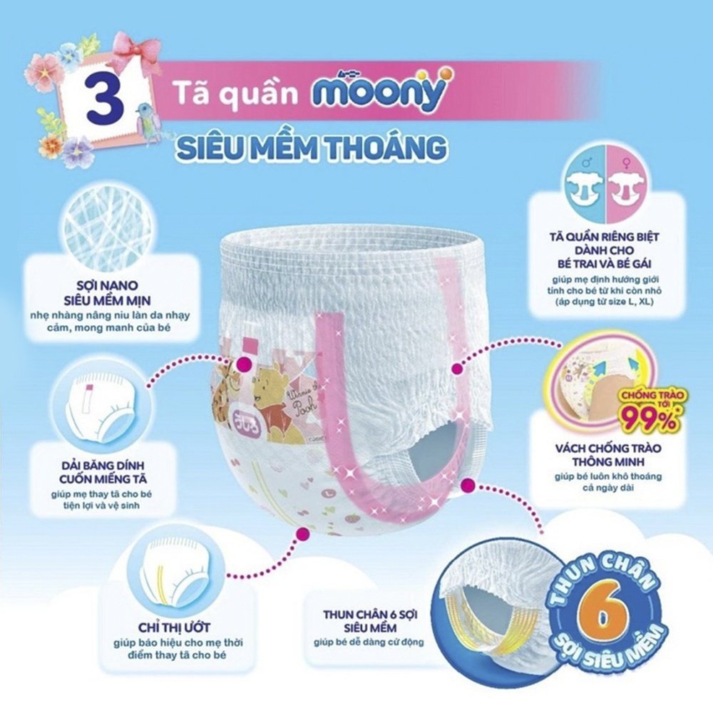 Tã quần Moony bé gái size XXL 26 miếng