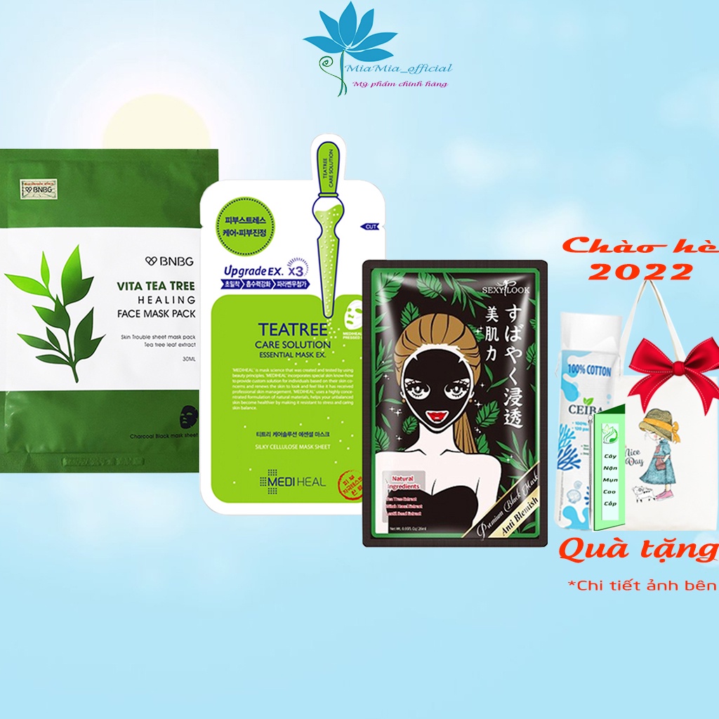 Mặt Nạ Tràm Trà Sexylook Đài  Loan Giảm Mụn Thâm Kiềm Dầu Sexylook Tea Tree Anti Blemish Black Facial Mask