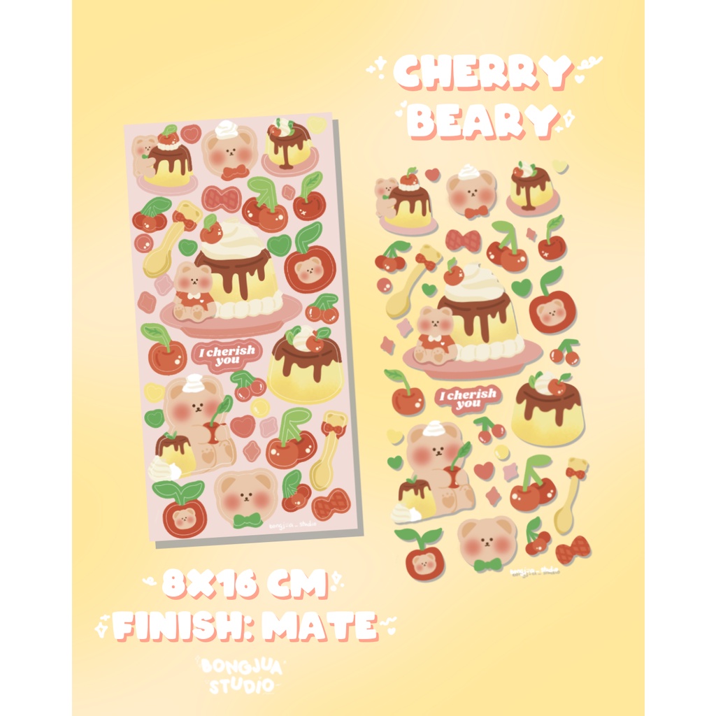 Bongjua | Nhãn dán Sticker Cherry Beary