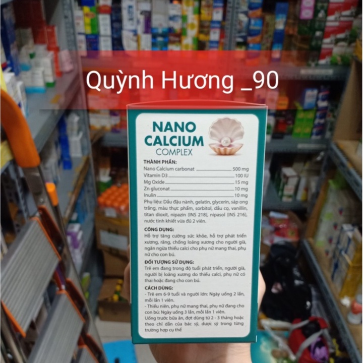 Viên uống Nano Calcium Complex hộp 100 viên giúp bổ sung vitamin D3 và Zinc cho cơ thể