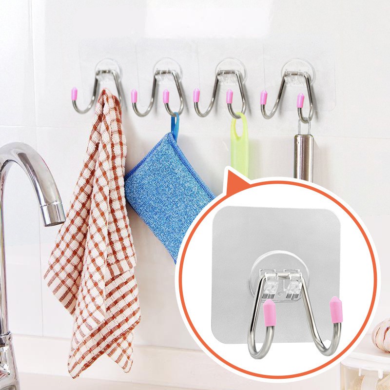 Móc  2 râu dán tường inox siêu tiện lợi treo đồ đa năng.DISHI