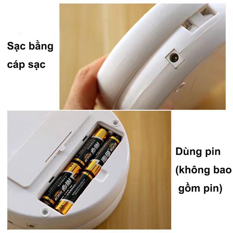 Gương Trang Điểm Có Thể Gập Lại Có Đèn Led, Gương Hai Mặt Có Thể Phóng To, Xoay 360 Độ, Đế Có Ngăn Đựng Đồ Tiện Lợi