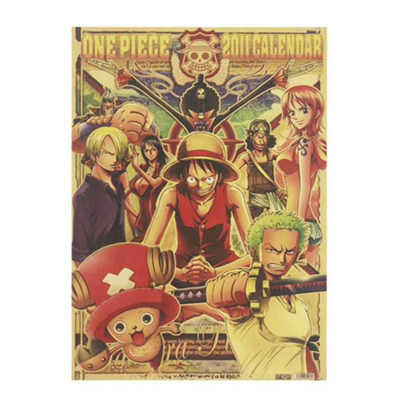 Tấm poster bằng giấy kraft họa tiết nhân vật hoạt hình One Piece