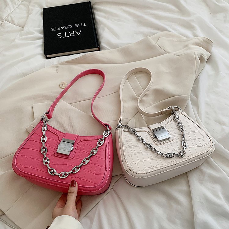 Túi đeo vai JASMIN NOIR vân cá sấu phối dây xích thời trang cho nữ