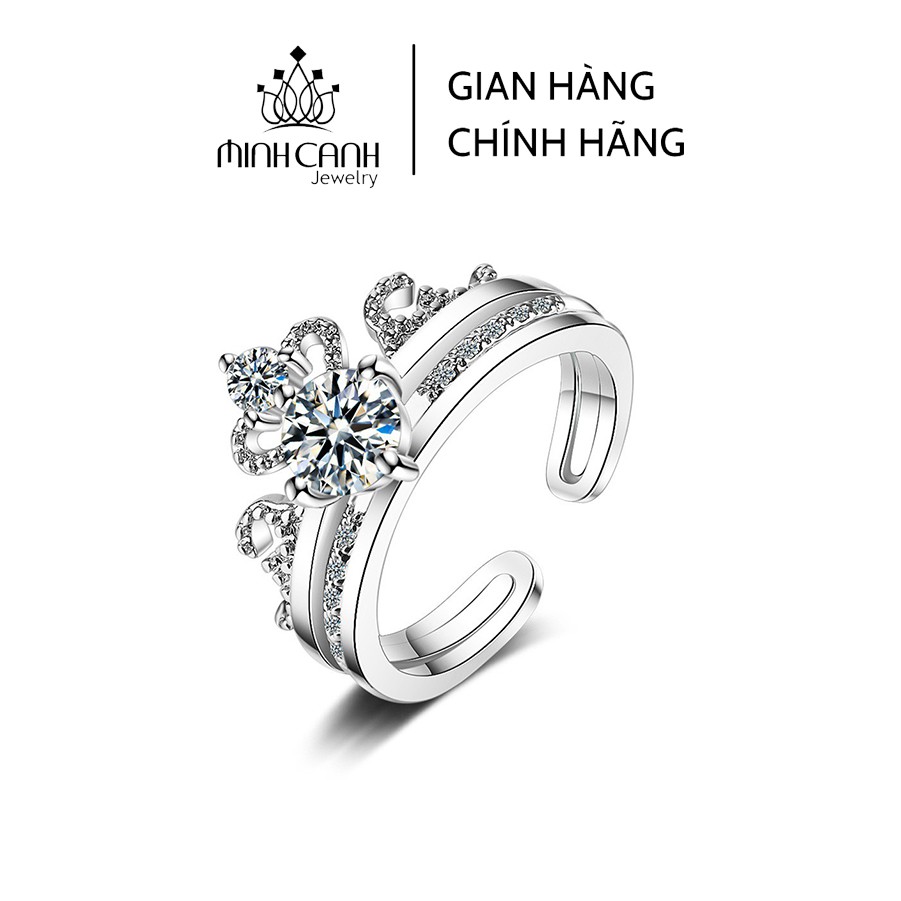 Nhẫn Bạc Nữ Vương Miện Ghép Đôi 2 Trong 1 - Minh Canh Jewelry