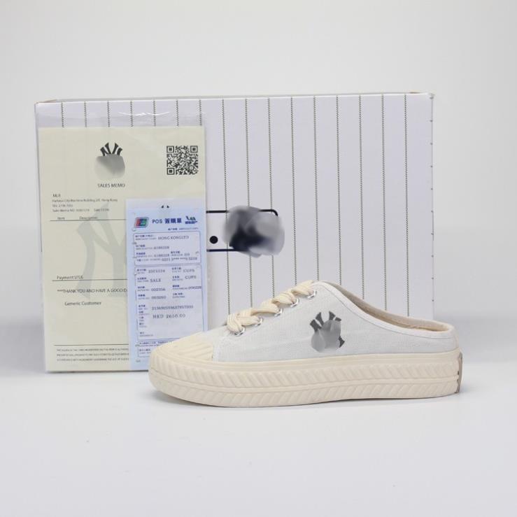 Giày sục nữ MLB ny lười đạp gót TRẮNG full Hot trend thể thao sneaker