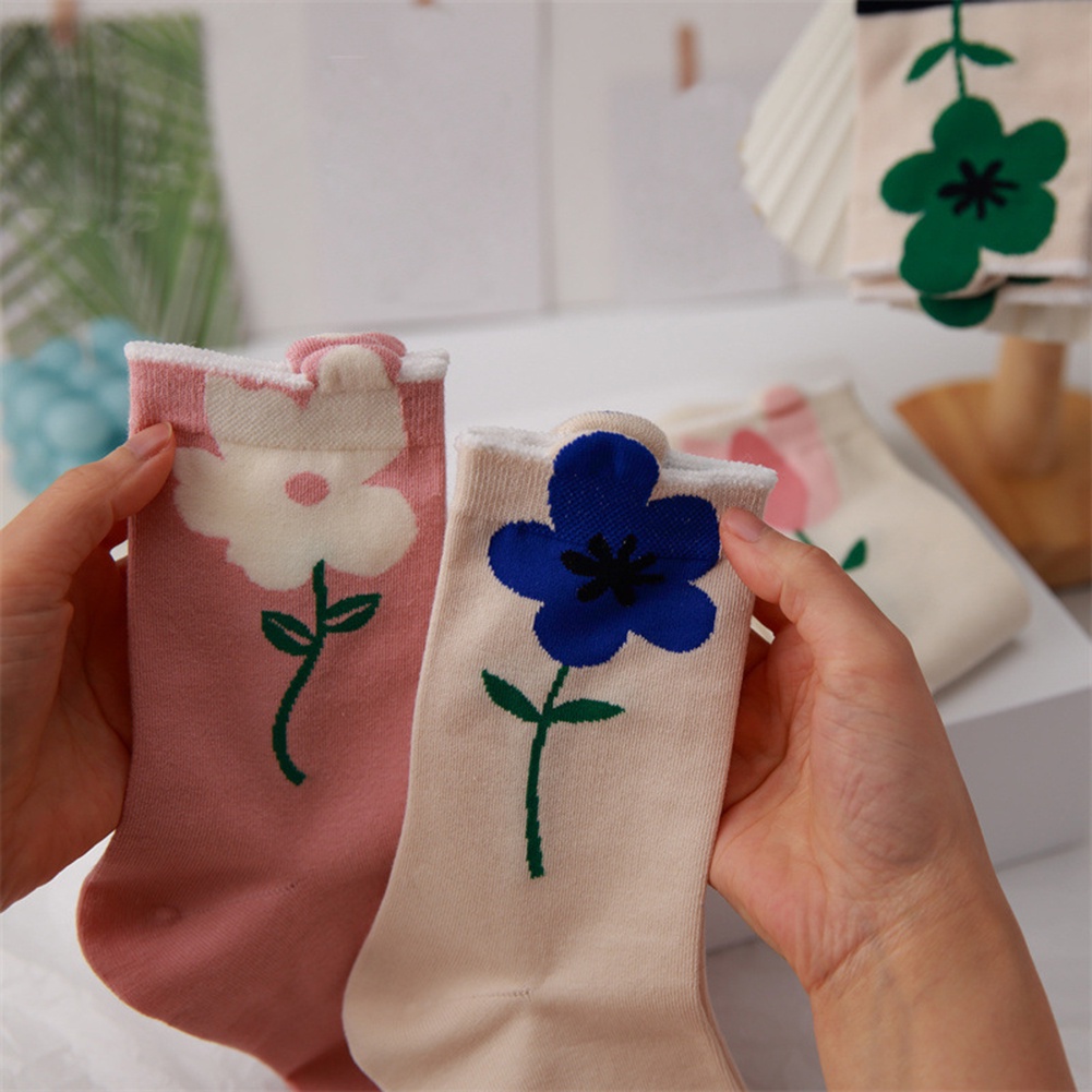 1 Đôi Tất Cotton In Hoa Xinh Xắn
