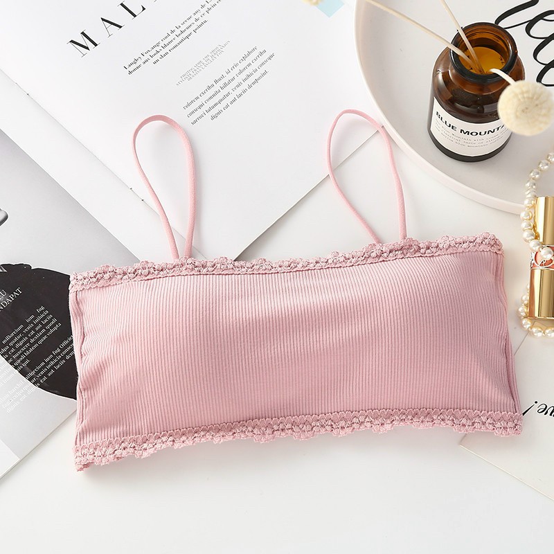 Áo ngực 2 dây Bra len tăm có đệm mút hai dây mềm mại cao cấp freesize  AOLOT07