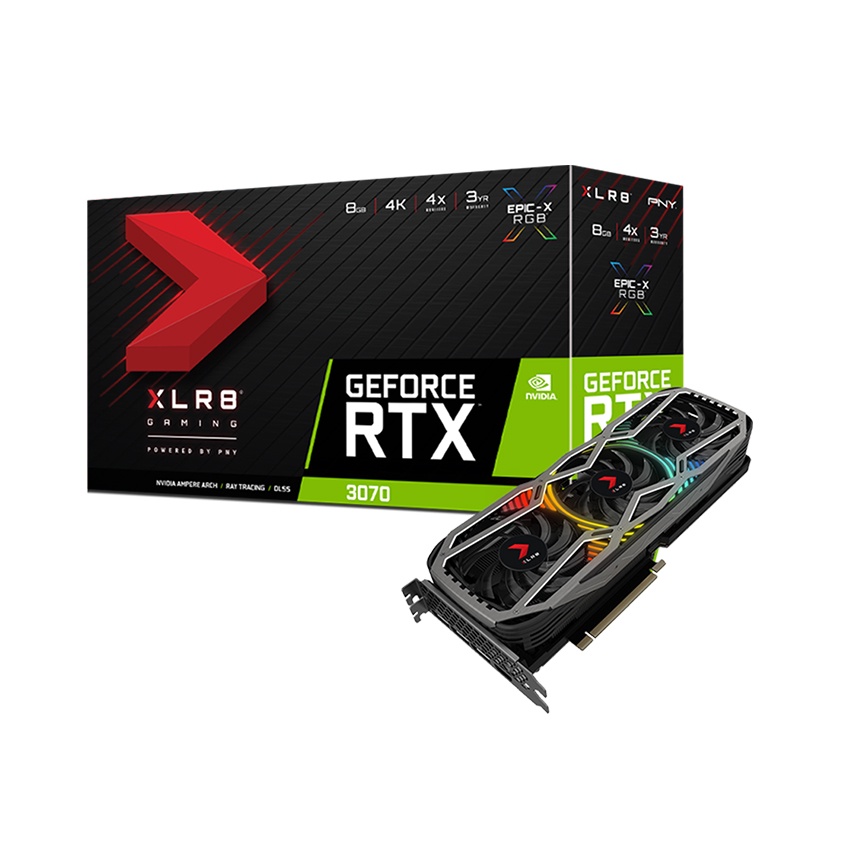Card Màn Hình - VGA PNY GeForce RTX3070 EPIC X RGB TRIPLE FAN | 8GDDR6| LHR - Hàng chính hãng