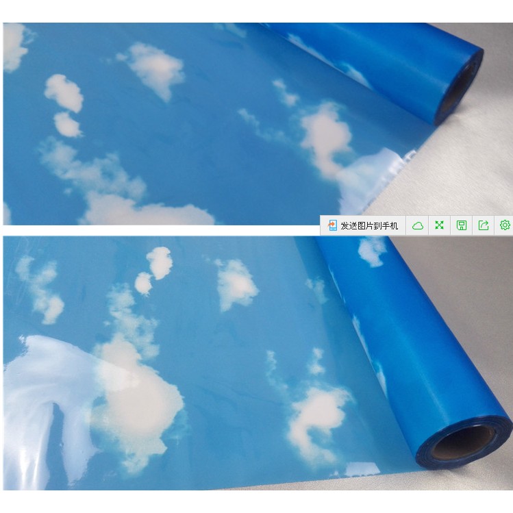 Decal giấy dán kính mây xanh khổ rộng 0.45m
