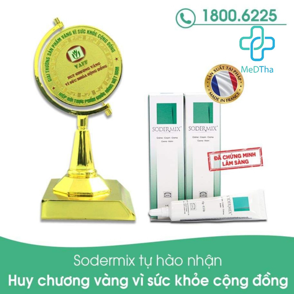 Sodermix mờ sẹo - Dùng cho sẹo lồi, sẹo phì đại, làm đẹp da, sáng da, ngăn bệnh da cơ địa (Tuýp 15g) [Chính hãng]