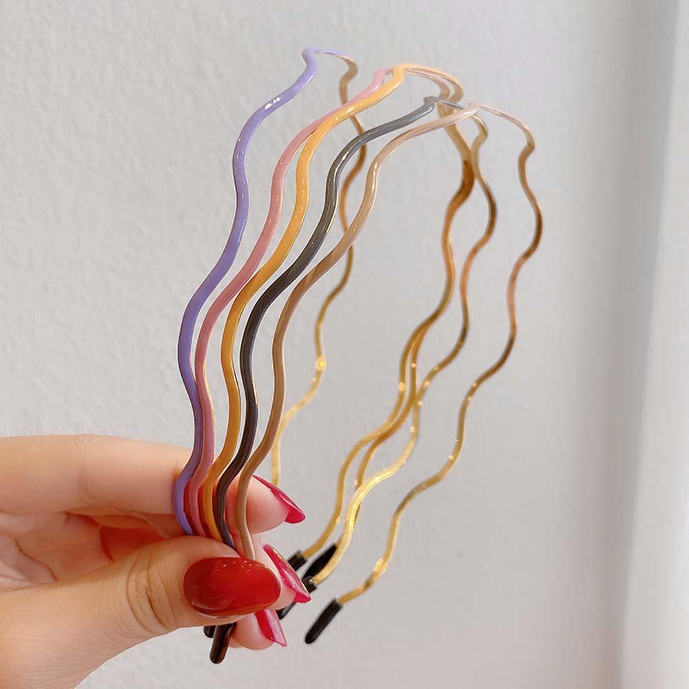 ANEMONE 1 Băng Đô Kim Loại Gợn Sóng Thời Trang