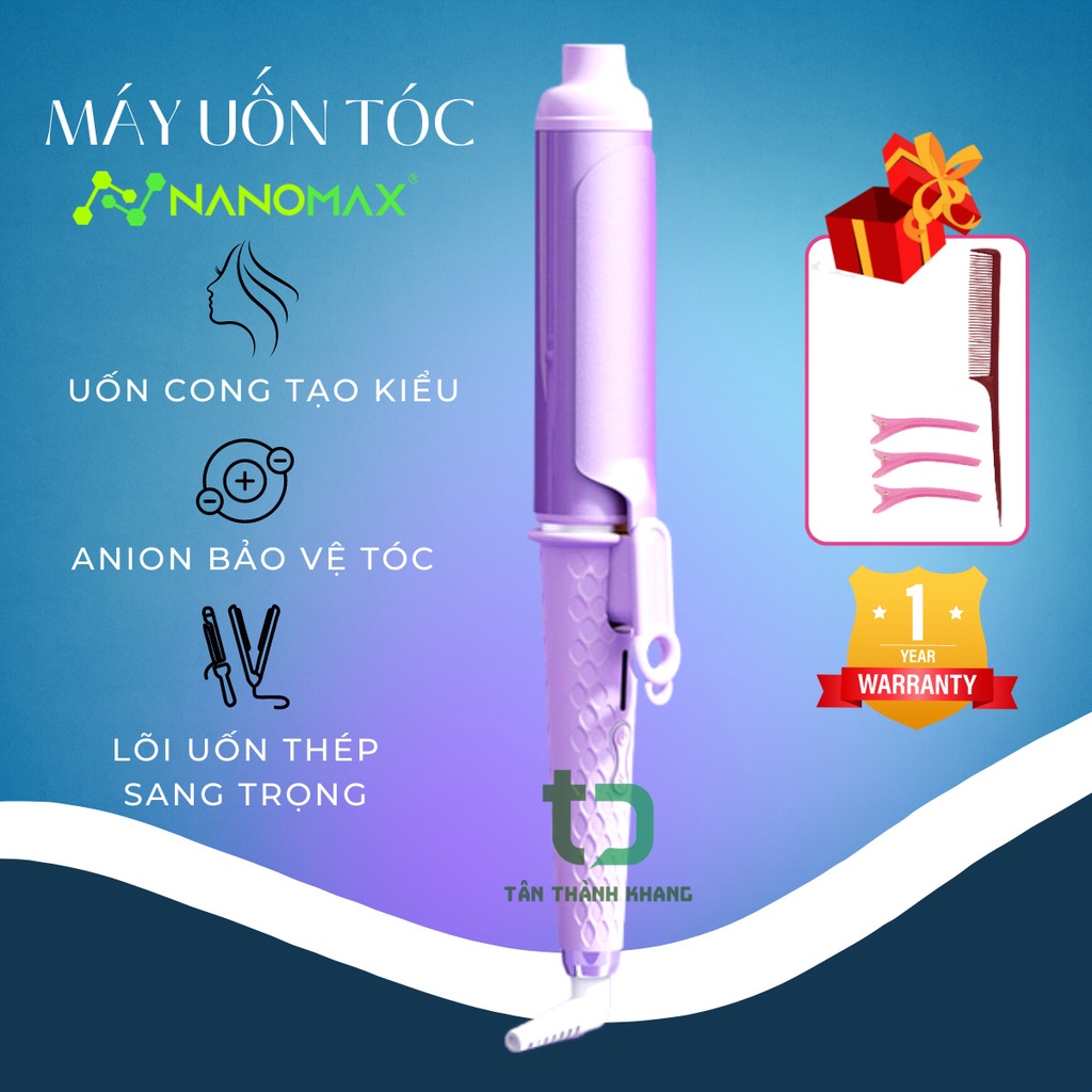 Máy Uốn Tóc Xoăn Công Nghệ Hàn Quốc NANOMAX XN-290, Lõi Uốn Thép Không Gỉ, Chỉnh Nhiệt Chuẩn Salon, Bh 12 Tháng