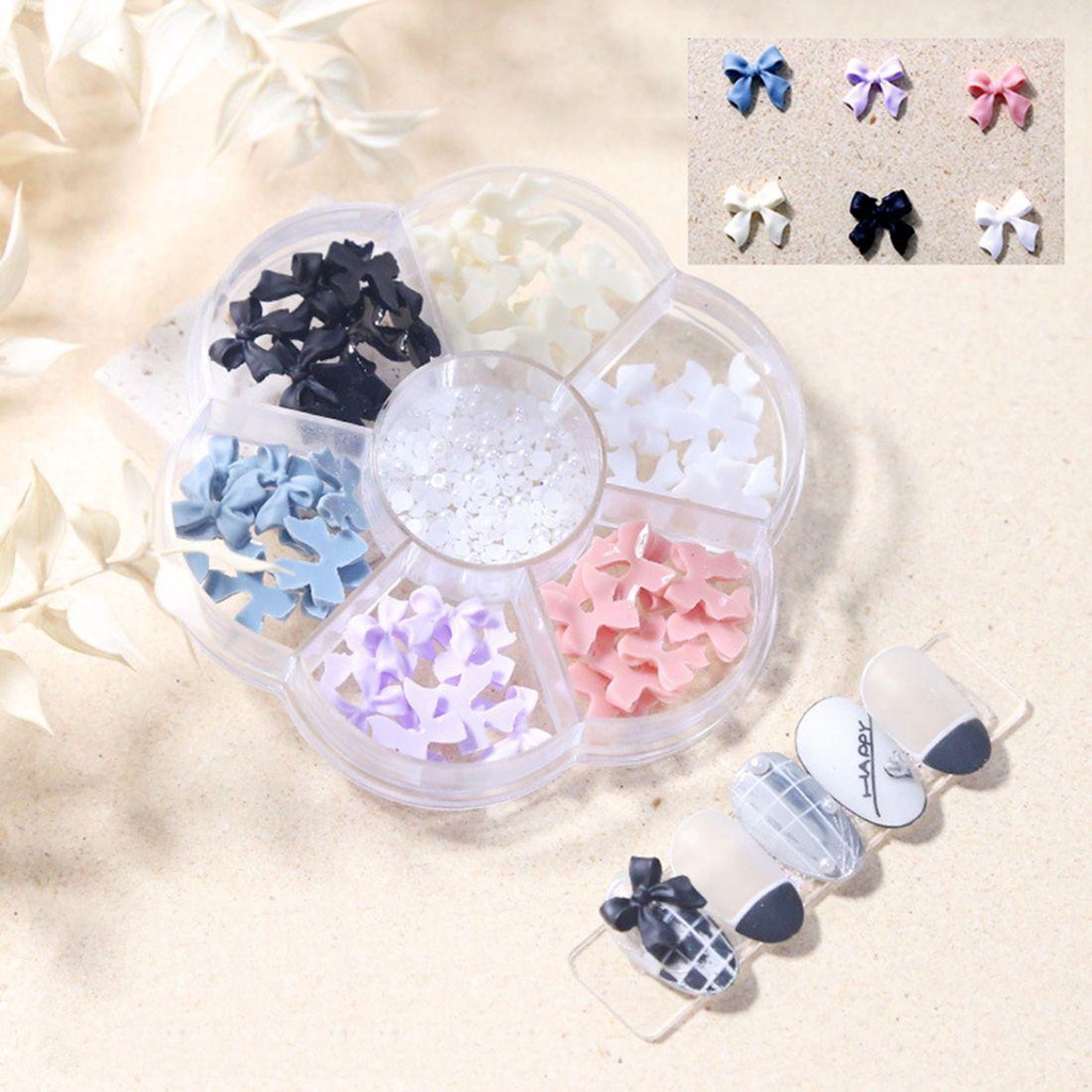 OCEANMAP Phụ Kiện Trang Trí Móng Tay Nghệ Thuật 3D 7 Ngăn Hình Nơ Bướm Dễ Thương DIY