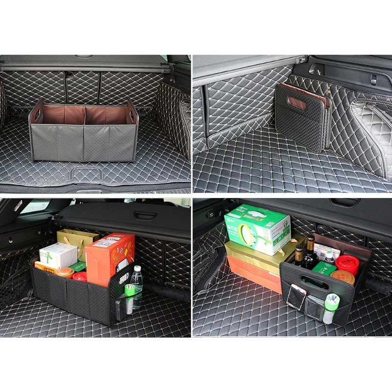 Hộp Đựng Đồ Bằng Da Màu Đen Gấp Lại Được Tiện Lợi Dành Cho Gara Xe Hơi