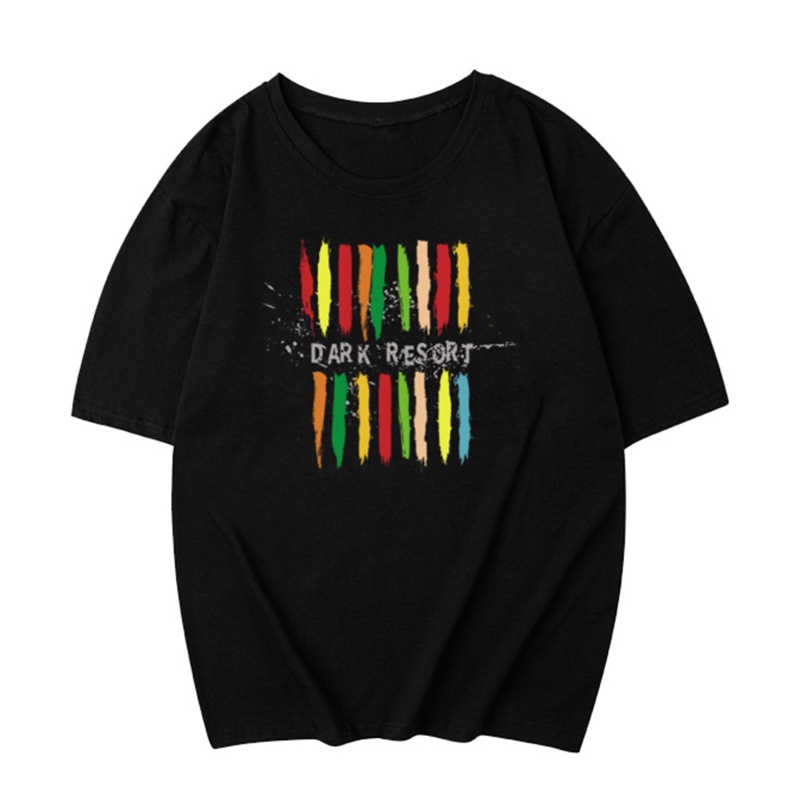 Áo Thun Tay Ngắn Dáng Rộng Họa Tiết Sọc Cầu Vồng Thời Trang Harajuku Cho Nam Và Nữ