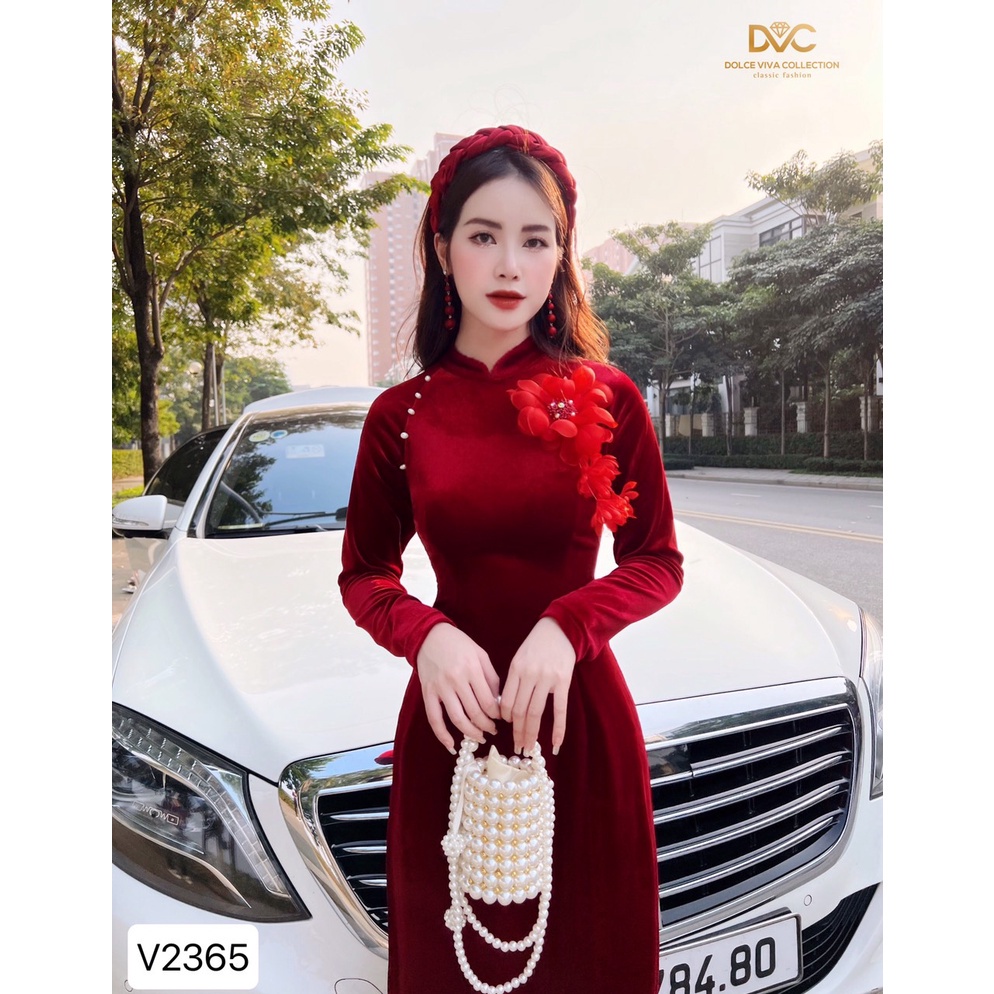 SET ÁO DÀI ĐỎ S2365 - DOLCE VIVA COLLECTION ( CÓ VIDEO) VAY-BIGTREESTORE