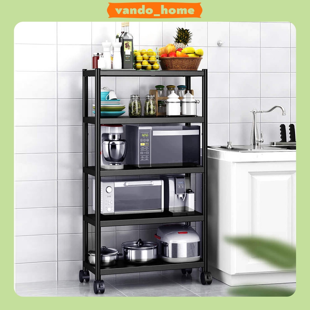 Kệ lò vi sóng nhà bếp Inox 304 không gỉ sơn đen tĩnh điện Vando