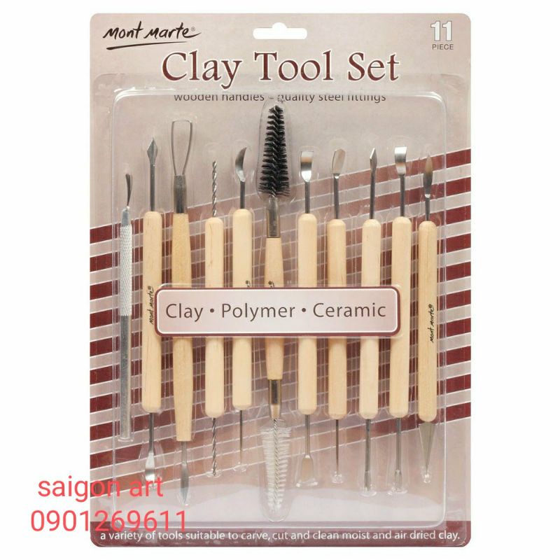Bộ 11Dụng Cụ Tạo Hình Gốm, Điêu Khắc Đất Set Mont Marte Chuyên Nghiệp MM-MMSP002
