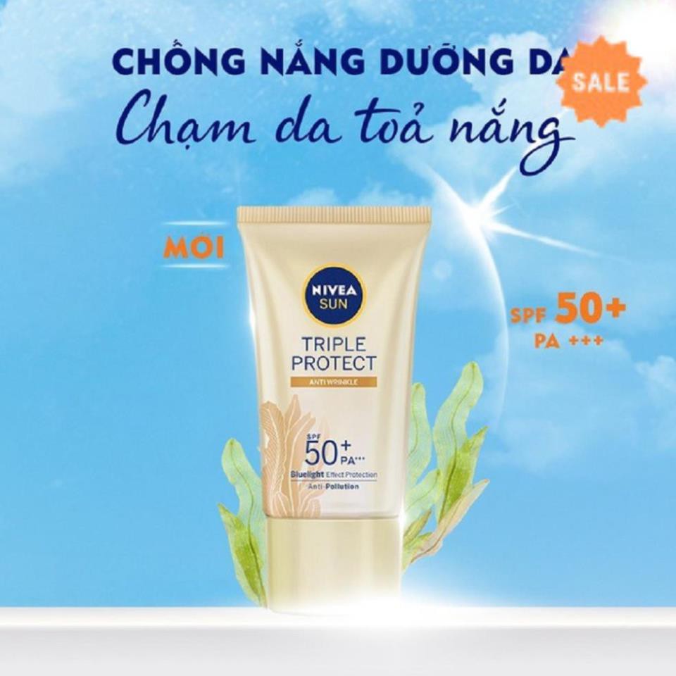 I FREESHIP Kem Chống Nắng Dưỡng Da Chống Lão Hóa NIVEA SUN Triple Protect Anti Wrinkle SPF50+ PA+++ 40ml - 85546 MS1 MS3
