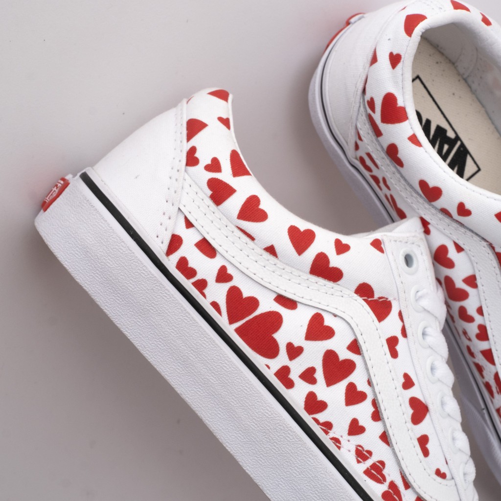 Giày Sneakers Van.sold school Hear White Hình Trái Tim Chính Hãng 100%