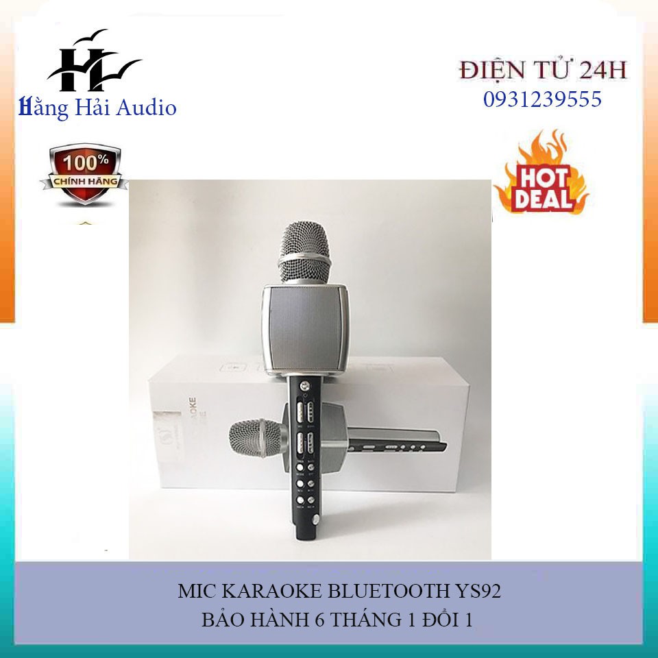 CHÍNH HÃNG Micro Karaoke Bluetooth Cao Cấp SU YOSD YS-92 hỗ trợ ghi âm pass cực vang