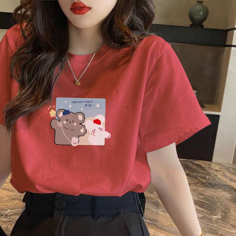 Áo Thun Cotton Tay Ngắn Cổ Tròn Màu Trơn 3D Dáng Rộng Phong Cách Hàn Quốc Đơn Giản Dễ Phối Đồ Dành Cho Nữ