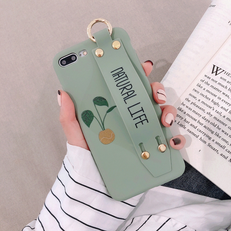 Ốp điện thoại in hình chậu cây có quai cầm tiện dụng cho iPhone 6/6s/6+/6s+/7/8/7+/8+/X/XS/XS MAX/XR 12