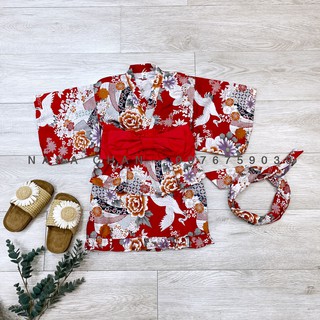[V043] Kimono hoa đỏ sz 80-130