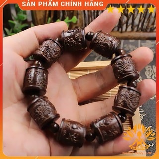 [HÀNG CAO CẤP] VÒNG TAY TRẦM HƯƠNG AQUILARIA BRACHYANTHA GỖ CHẠM KHẮC MAY MẮN TÀI LỘC TẶNG KÈM HỘP GẤM CAO CẤP