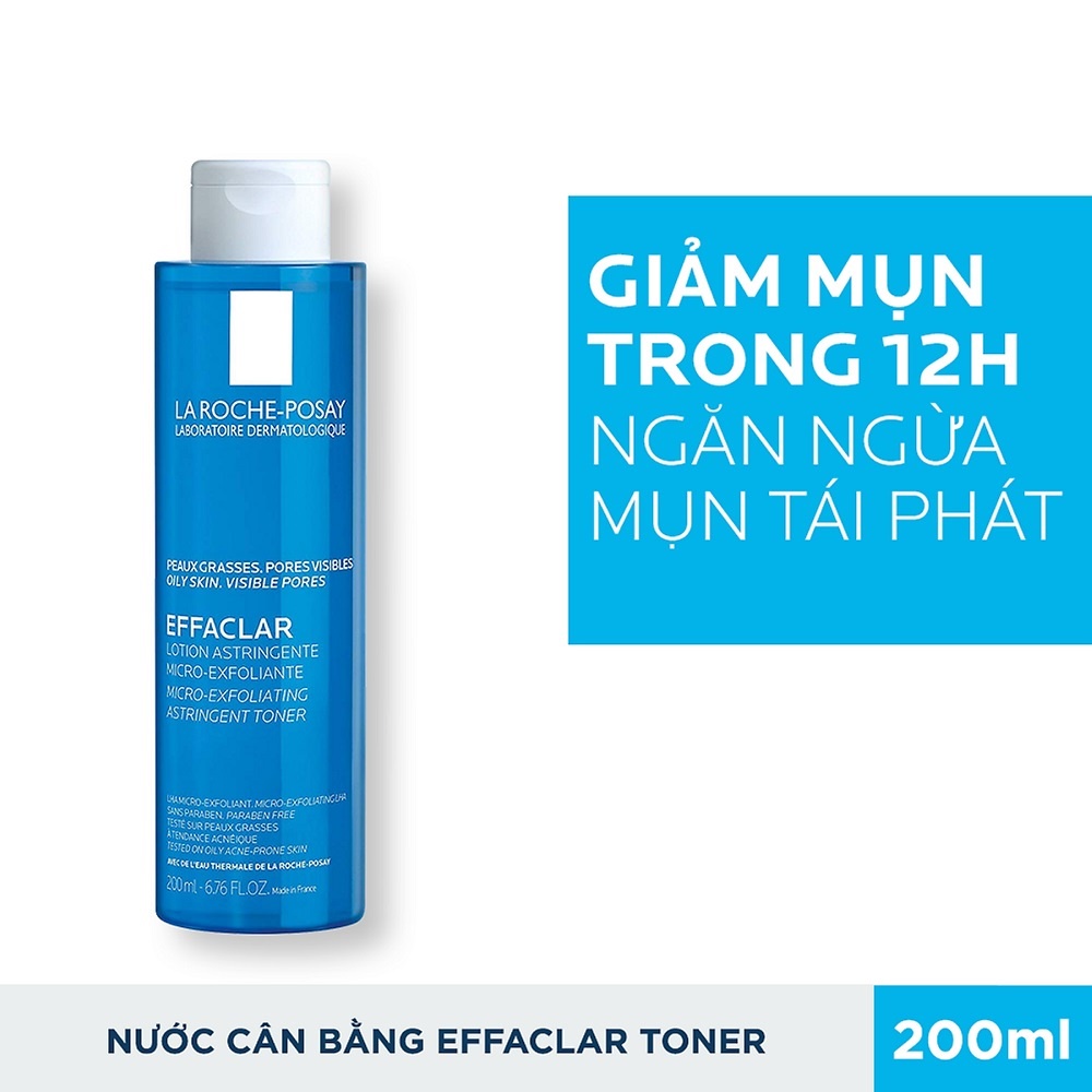 Nước cân bằng giúp se khít lỗ chân lông và làm sạch sâu làn da dành cho da dầu mụn La Roche Posay Effaclar Toner 200ml