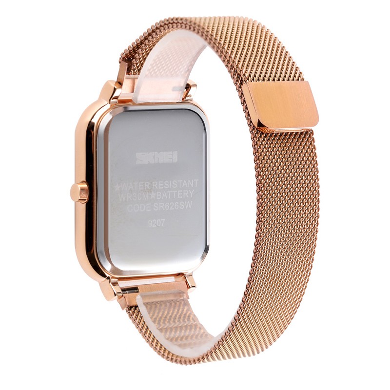 Đồng Hồ Quartz Mặt Vuông Dây Thép Không Gỉ Skmei