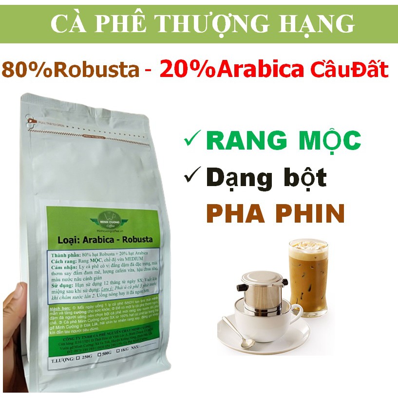 500Gr Cà phê nguyên chất Robusta Arabica Rang MỘC – Cafe hạt pha máy, Cà phê bột pha Phin - Cà Phê Minh Cường