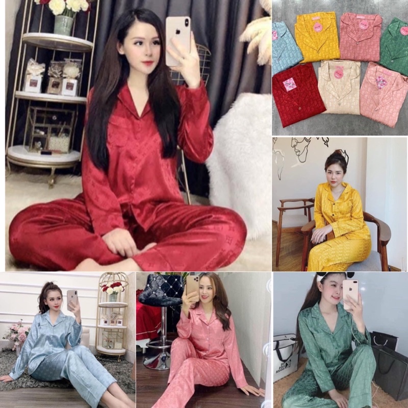 Bộ Pijama Lụa Gấm Sang Chảnh Bộ Ngủ Mặc Nhà