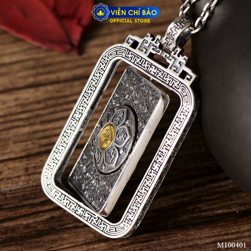 Mặt dây chuyền bạc nam Lục Tự Đại Minh Chân Ngôn xoay 360 độ chất liệu bạc Thái 925 thương hiệu Viễn Chí Bảo M100401