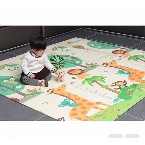 Thảm xốp cho bé XPE gấp gọn tấm lót trải sàn 2 mặt chống thấm chống trơn hàn quốc phủ silicon 1m8 2m