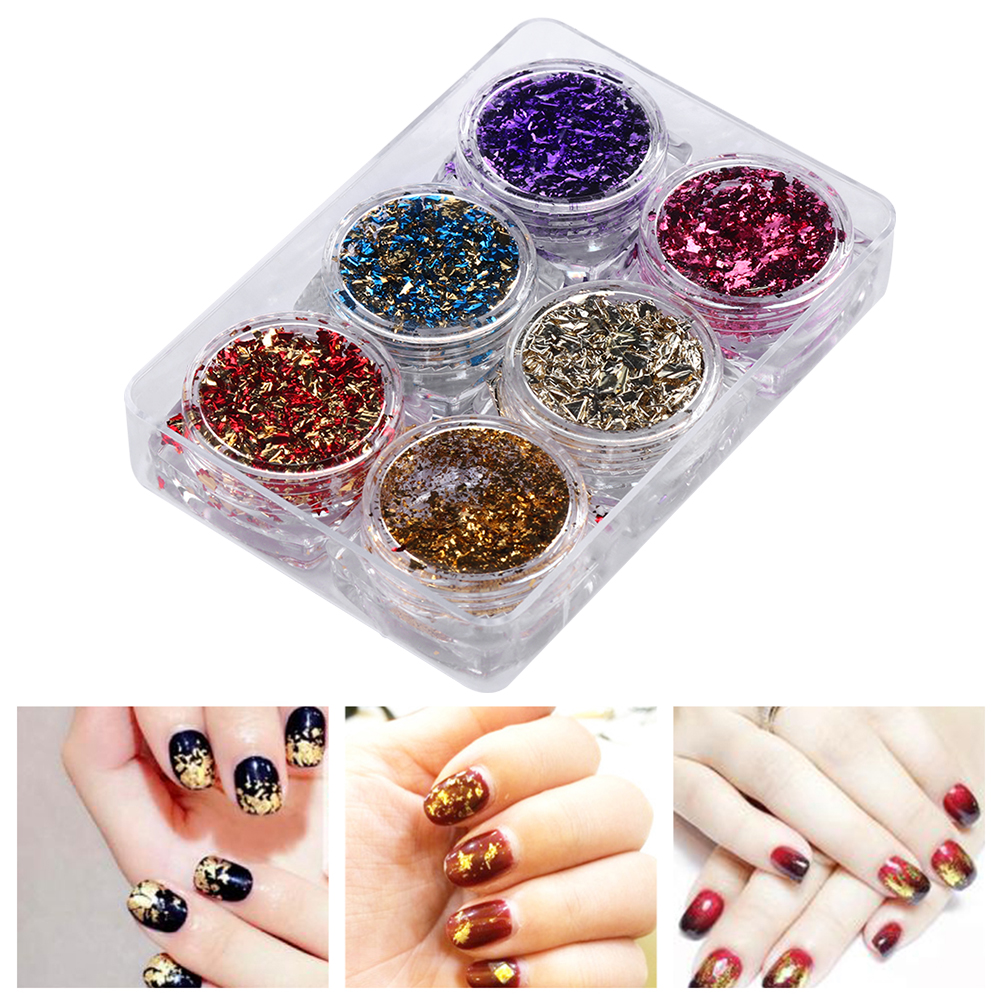 [Hàng mới về] Miếng dán lá nhôm trang trí móng tay nghệ thuật thủ công 3D lấp lánh nhiều màu sắc tùy chọn