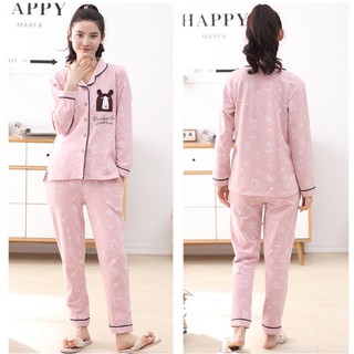 [ẢNH THẬT] Đồ Bộ mặc nhà Pijama nữ trẻ trung, vải cotton 100% thoáng mát, màu hồng cực tôn da lắm